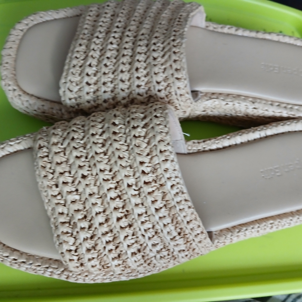 Nordstrom Beige Woven Slide Sandals